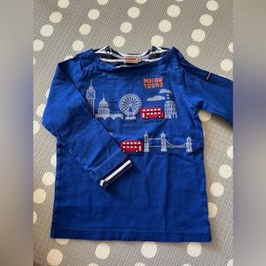 Mikihouse Long Sleeve T-Shirt w/ Embroidered Bus size 110